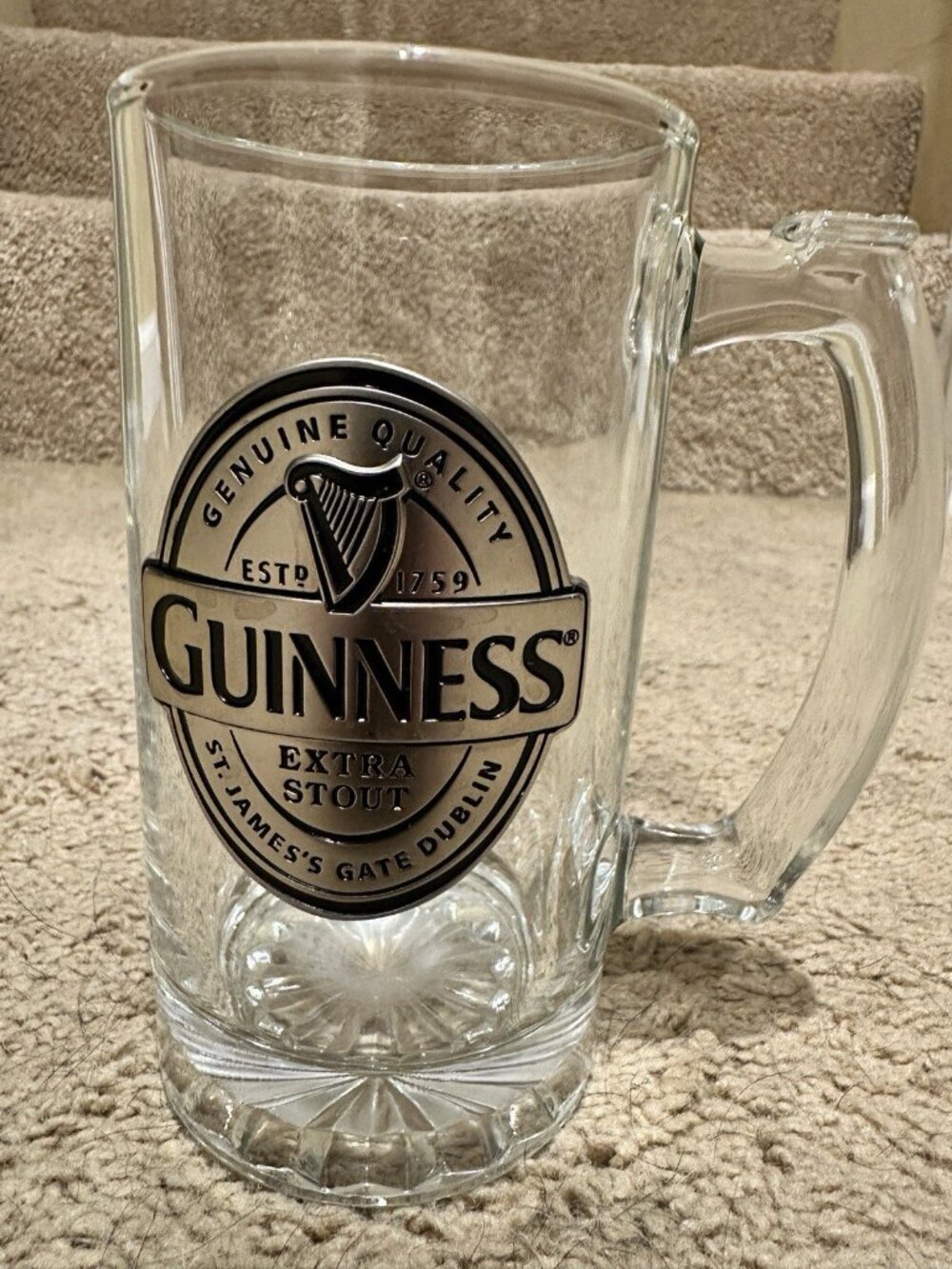 Signed Guinness 16 Oz Pub Mug, St. James’s Gate, Pewter Medallion —Rare Exc Cond